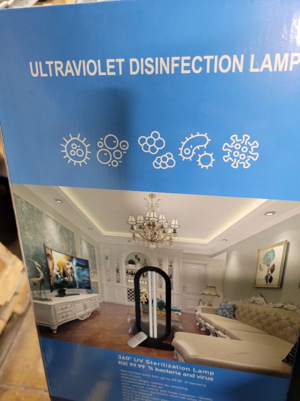 Photo 1 of UV Light Sanitizer,4-Speed Timing and Remote Control UVC Home Disinfection Device,Ultraviolet Light Sanitizer for Bed Bugs and Dust Mites,UV Lamp for Whole Room,Black