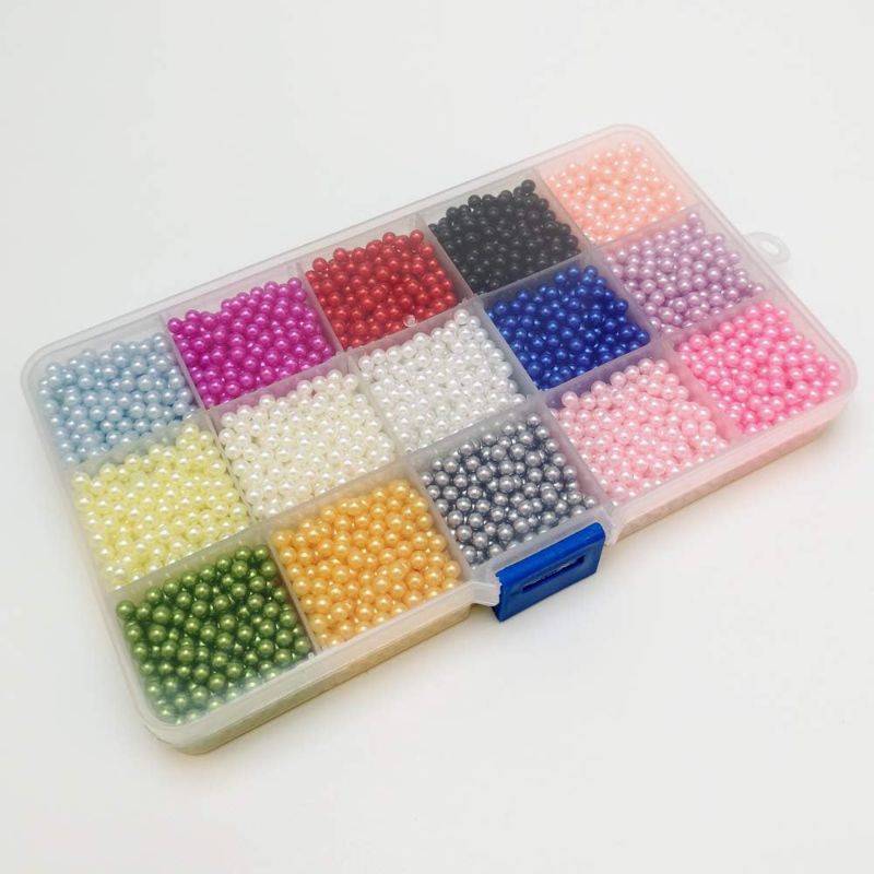 Photo 1 of Chenkou Craft Assorted 15 Colors 3000pcs 3mm(1/8") Immitation Pearl Bead Through Hole Scrapbook Craft DIY Beads + Plastic Box (Multi-Colored, 3mm)