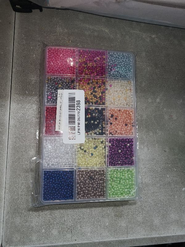 Photo 1 of Chenkou Craft Assorted 15 Colors 3000pcs 3mm(1/8") Immitation Pearl Bead Through Hole Scrapbook Craft DIY Beads + Plastic Box (Multi-Colored, 3mm)