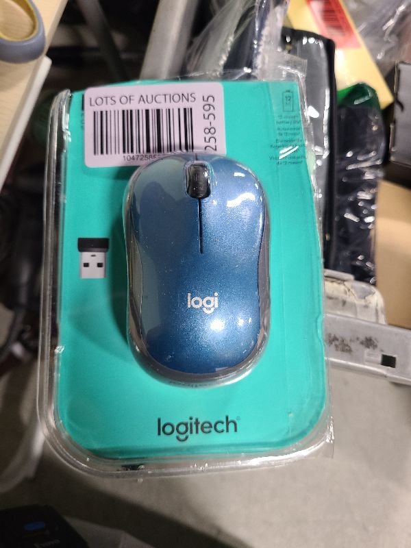 Photo 1 of Logitech M185 Wireless Mouse, 2.4GHz with USB Mini Receiver, 12-Month Battery Life, 1000 DPI Optical Tracking, Ambidextrous, Compatible with PC, Mac, Laptop - Blue