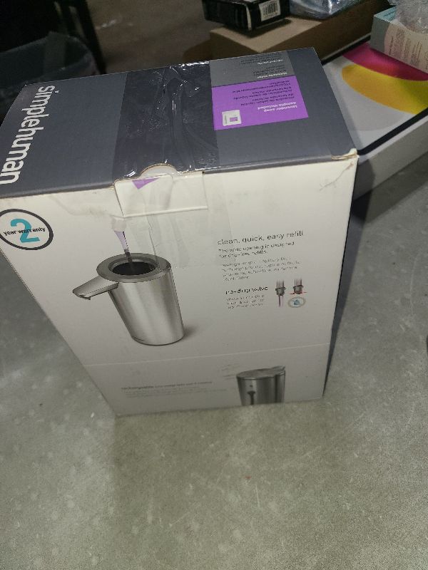 Photo 1 of simplehuman 9 oz. Touch-Free Automatic Rechargeable Sensor Pump, Brushed Stainless Steel, New