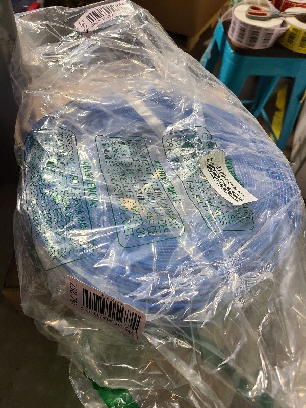Photo 1 of 2" x 50' Blue PVC Backwash and Discharge Hose for Swimming Pools, Heavy Duty Reinforced Flat Pool Hose with Aluminum Pin Lug Fittings
