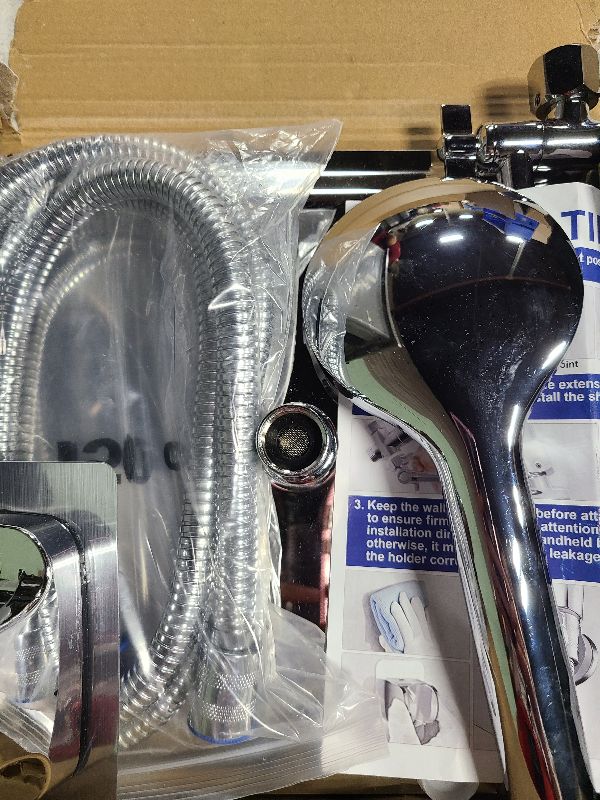Photo 1 of Shower Head Combo,10 Inch High Pressure Rain Shower Head with 11 Inch Adjustable Extension Arm and 5 Settings Handheld ,Powerful Shower Spray Against Low Pressure Water with Long Hose