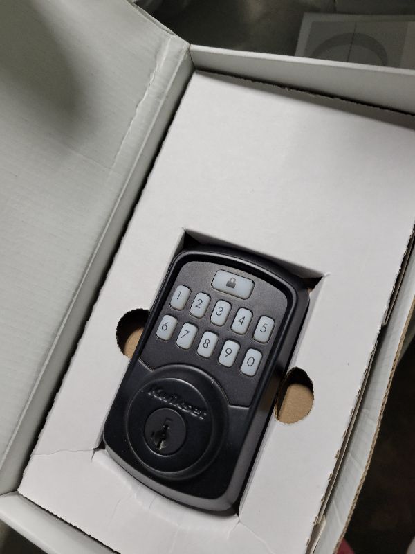 Photo 1 of Kwikset 99420-003 Aura Bluetooth Programmable Keypad Door Lock Deadbolt Featuring SmartKey Security, Iron Black
