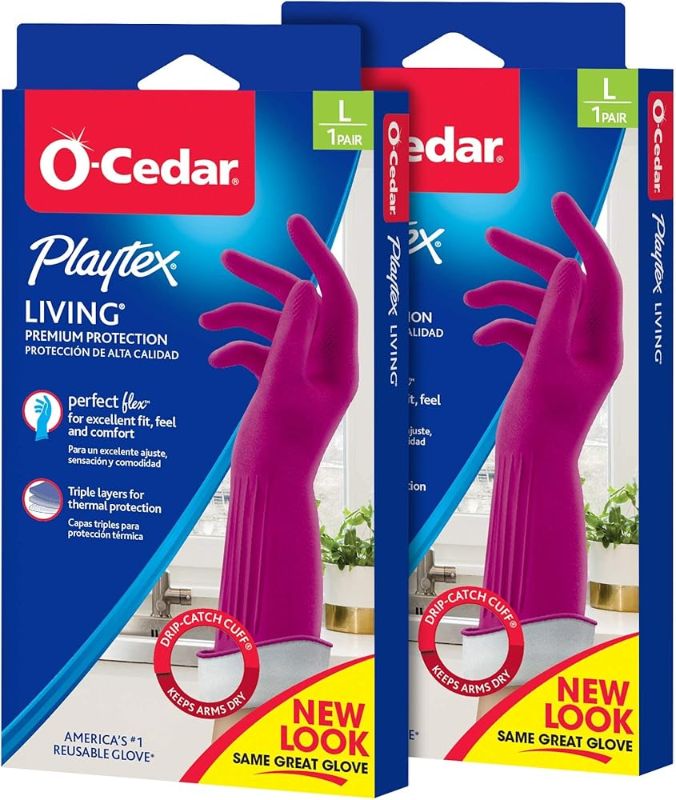 Photo 1 of 72 Pack O-Cedar Playtex Cleaning Reusable Gloves Living Drip cuff Small Navy