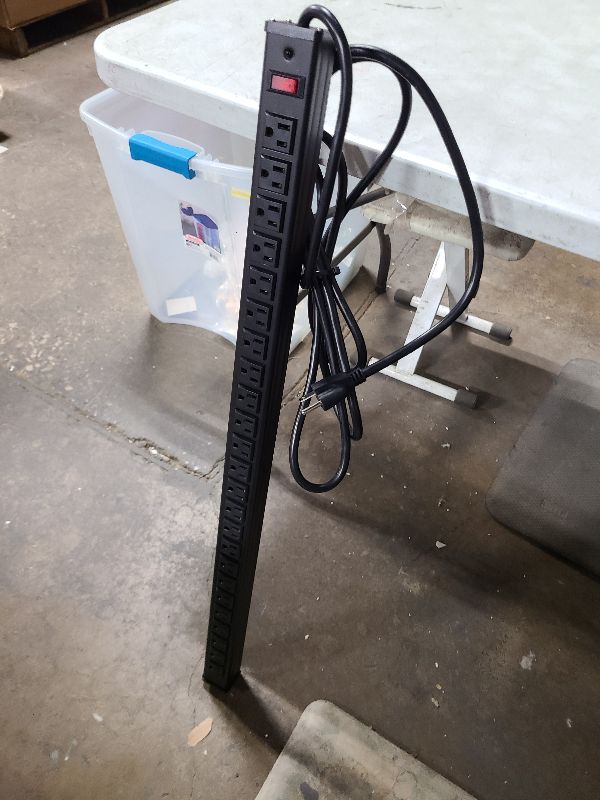 Photo 1 of 24 Outlet Long Power Strip, Heavy Duty Metal Power Strip with 10 ft Long Extension Power Cord for Cabinet, Industrial, Commercial Home Wall Mount Power Strip,ETL listed (Black)