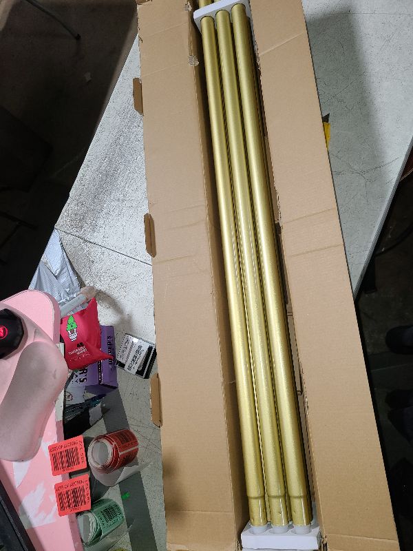 Photo 1 of 1 Inch Gold Curtain Rods for Windows 140 to 195 Inches (6 to 12 ft), USFOOK Telescoping Single Drapery Rod, Decorative Curtain Rod with Luxury Translucent Finials