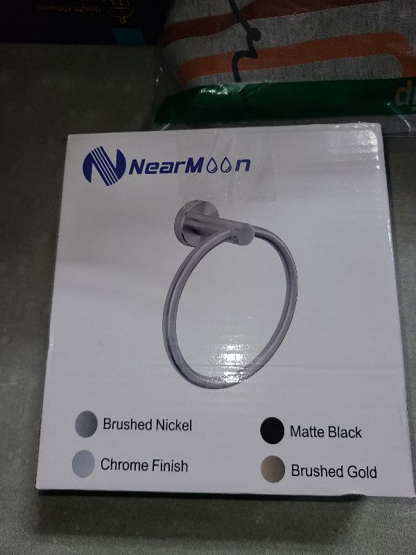 Photo 1 of NearMoon Bath Towel Ring, Bathroom Hardware Accessories-Thicken Stainless Steel Hand Towel Holder for Bathroom, Modern Round Towel Hanger Wall Mounted (Chrome, 1 Pack)