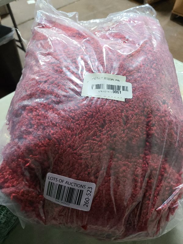 Photo 1 of ACCUMTEK Upgrade Extra Large Red Bathroom Rug Set 3 Pieces Ultra Soft, Thick Absorbent Bath Mats, Non Slip Chenille Toilet Mat for Bathroom, Bedroom, Kitchen