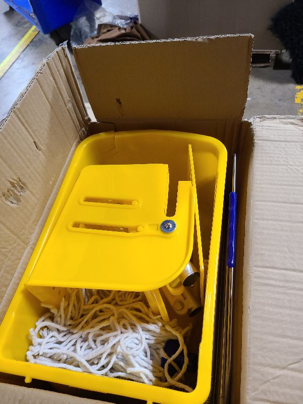 Photo 1 of Mind Reader Bucket with Wringer and Mop Set, 22 Qt (5.5 Gallon), Floor Cleaning, Wheels, 16.25" L x 10.75" W x 24.5" H, Yellow