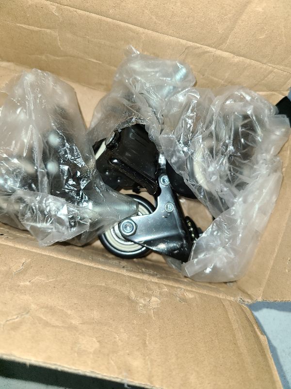Photo 1 of 4Pcs 1.5 Inch Heavy Duty Caster Wheels Swivel Casters with Brake and M8 Threaded Stem, Loading 50kg/110lbs Black Rubber
