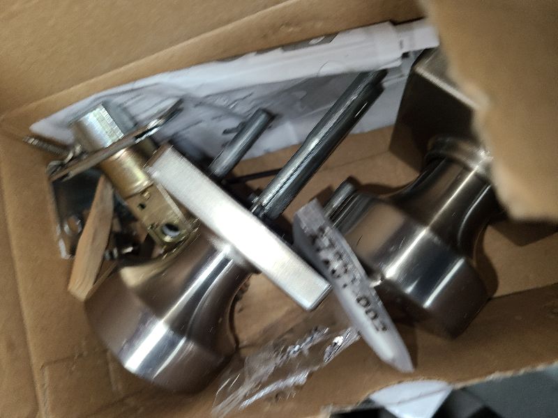 Photo 1 of Kwikset Pismo Entry Door Knob with Lock and Key, Secure Keyed Handle Exterior, Front Entrance and Bedroom, Satin Nickel, Pick Resistant SmartKey Rekey Security and Microban