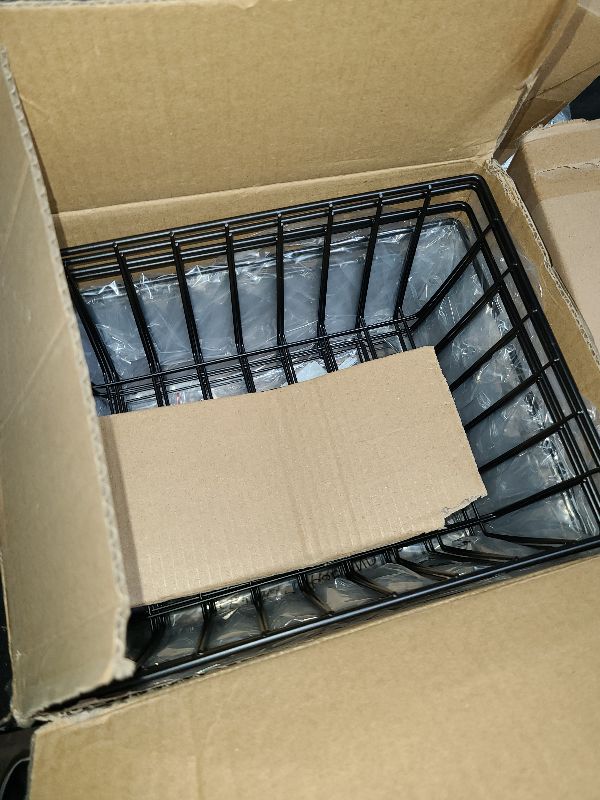 Photo 1 of 8 Pack Wire Storage Baskets for Organizing with Removable Tags, Pantry Organization Bins for Kitchen Cabinets, Closet - Metal Basket for Laundry, Garage, Refridge, Bathroom Countertop Organizer, Black