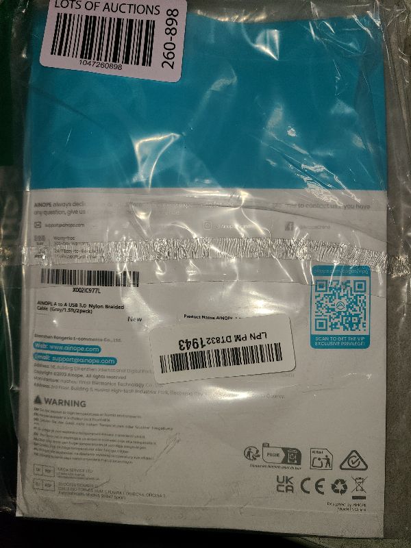 Photo 1 of AINOPE USB Cable, A to A, Compatible with Hard Drive, DVD, Laptop - 3 FT (1.5FT+1.5FT)/2 Pack/Grey