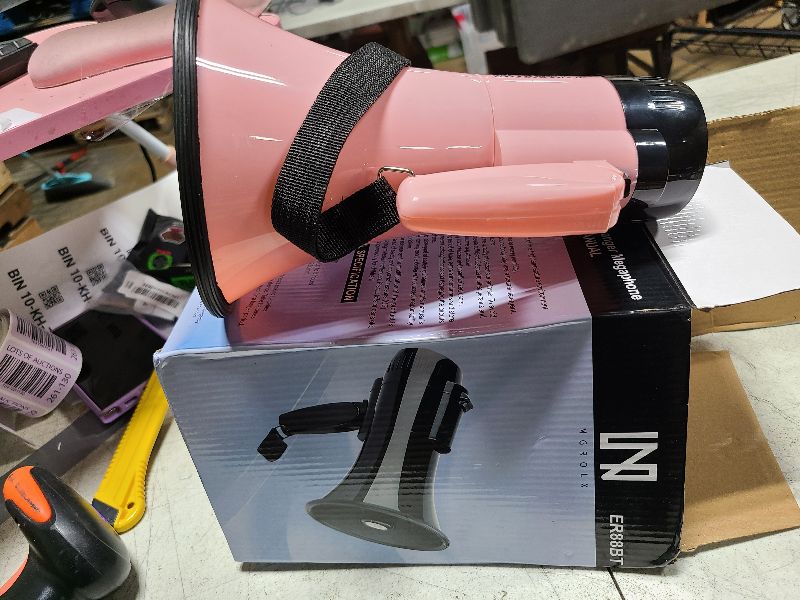 Photo 1 of MGROLX 30w Megaphone Bullhorn | Loud Speaker with 6 Different Sound Effects | Built-in Bluetooth Mode, Siren and Recording | Voice Changer Function for Outdoor Sports, Kids, Cheer(Pink)