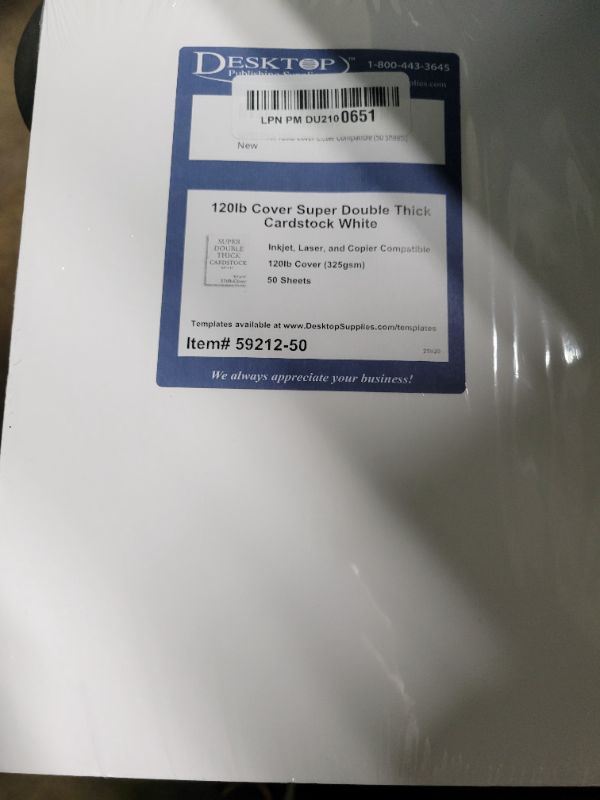 Photo 1 of 120lb Cover Thick Cardstock Paper - Plain Heavy Bright White Stock - 8.5" x 11" (50 Sheets)