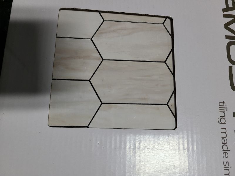 Photo 1 of Vamos Tile Long Hexagon Peel and Stick Backsplash Tile - 10 Sheets Stick on Backsplash for Kitchen and Bathroom 12.4 x 12 Inch Glossy Wood Grain PVC Self Adhesive Mosaic Wall Tiles