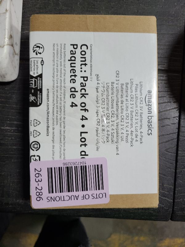 Photo 1 of Amazon Basics CR2 Lithium Batteries, 3 Volt, Long Lasting Power, Low Self-Discharge Rate Pack of 4