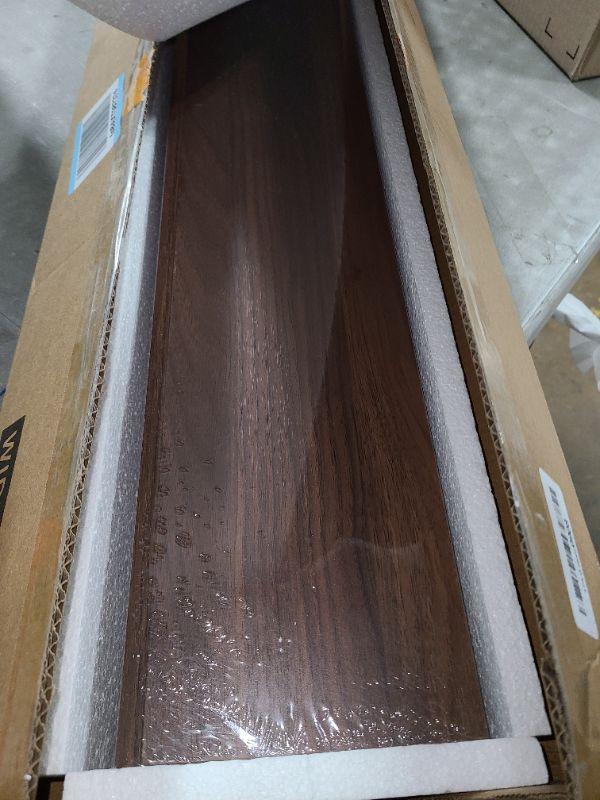 Photo 1 of Acovy Picture Ledge Shelf, Wood Long Floating Shelves for Wall, Set of 2, 48 inch Picture Ledge Shelves, Photo Ledge Nursery Book Shelves Wall Mounted for Living Room Kids' Room Bedroom, Color Walnut