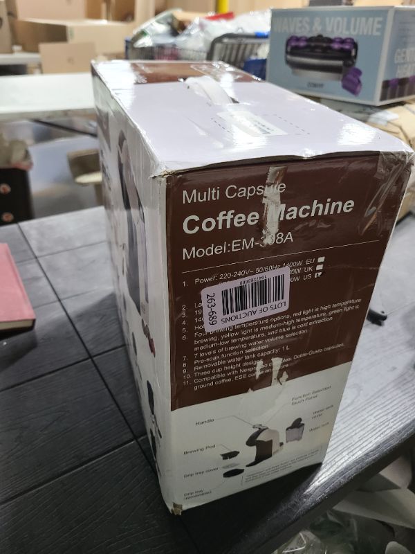 Photo 1 of KOTLIE 5in1 19Bar Multicapsule Espresso Coffee Machine, Cold&Hot Brewing Single-Serve Coffee Maker, Cappuccino&Latte Maker for Kcup/Dolce Gusto/Nespresso Original/GroundCoffee/44mm ESE EM-308A (White)