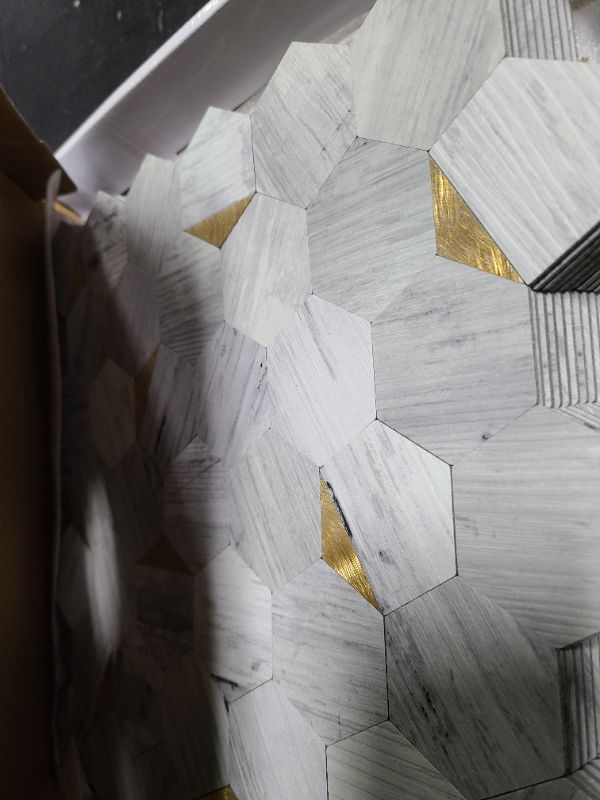 Photo 1 of Midcard 10 Seamless Hexagonal Tiles with Peel and Stick Backsplash, PVC Mosaic Tiles for Kitchens and Bathrooms