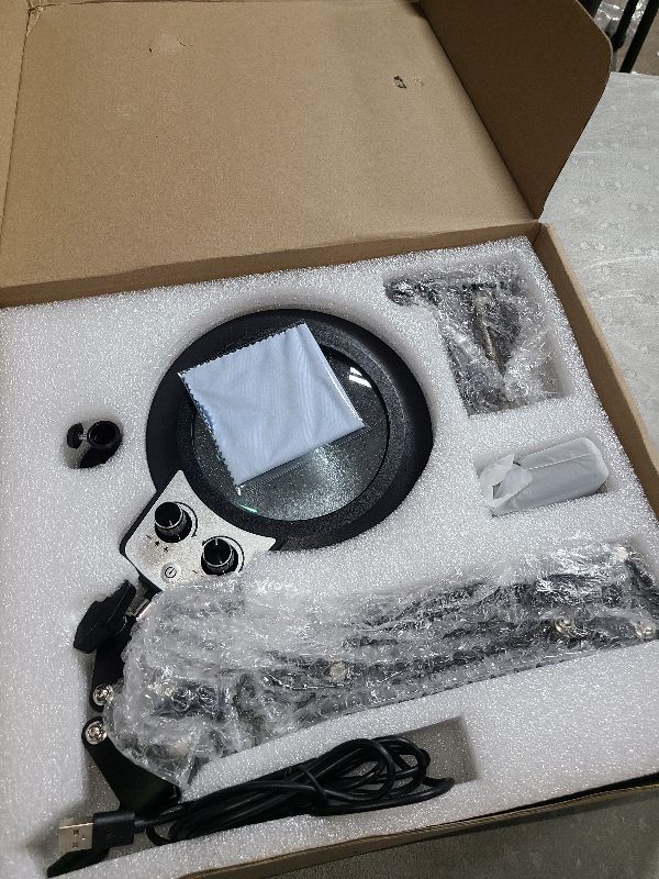 Photo 1 of KIRKAS 10X Magnifying Glass with Light and Stand, Any Color Modes & Stepless Brightness LED Magnifying Lamp with Clamp, 2-in-1 Magnifier Glass Lens Desk Lamp for Crafts Hobby Reading Close Work