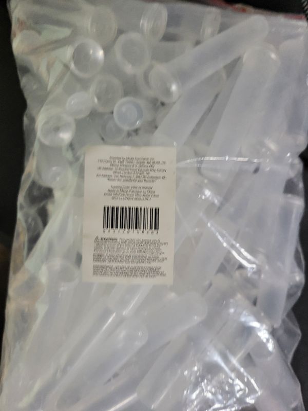 Photo 1 of Juvale 100 Pack Flower Water Tubes, 0.7 x 2.75 Inches, Clear Vials with Caps for Floral Arrangements, Florist Supplies Decorations for Centerpieces, Weddings, and Valentine's Day