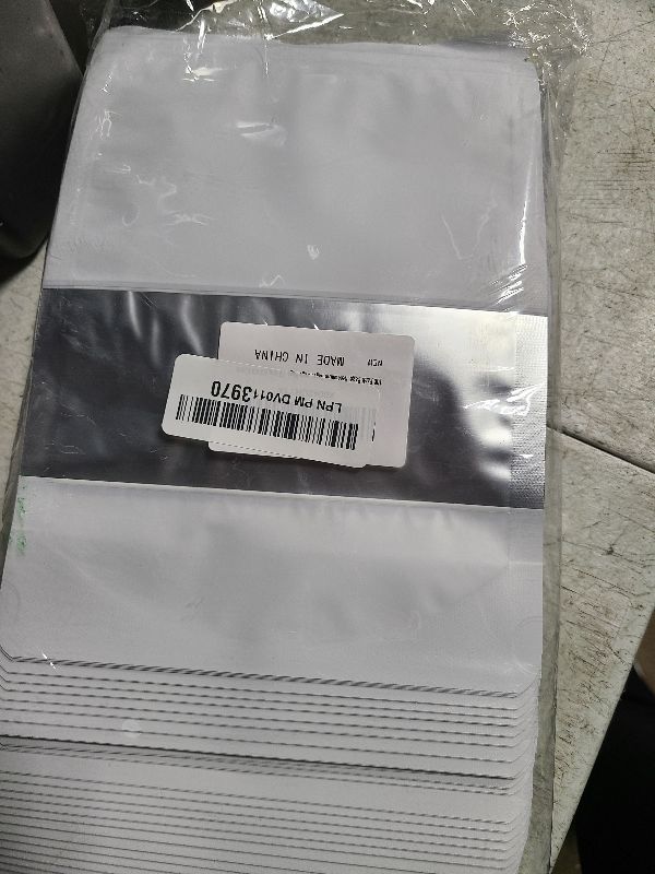 Photo 1 of 100 Pack Smell Proof Bags, Resealable Mylar Bags with Matte Window, Foil Pouch Stand-up Bags for Food Self Sealing Storage, Scratch Resistant Hand Storage Bags.(White, 6.3×9.4 Inch)