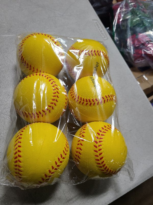 Photo 1 of Avesfer Practice Foam Softballs 11 inch with Mesh Bag Soft Oversize Foam Baseballs Safely Training Batting Hitting Ball and Fielding Indoor Outdoor for Kids Teenager Players Pack 6