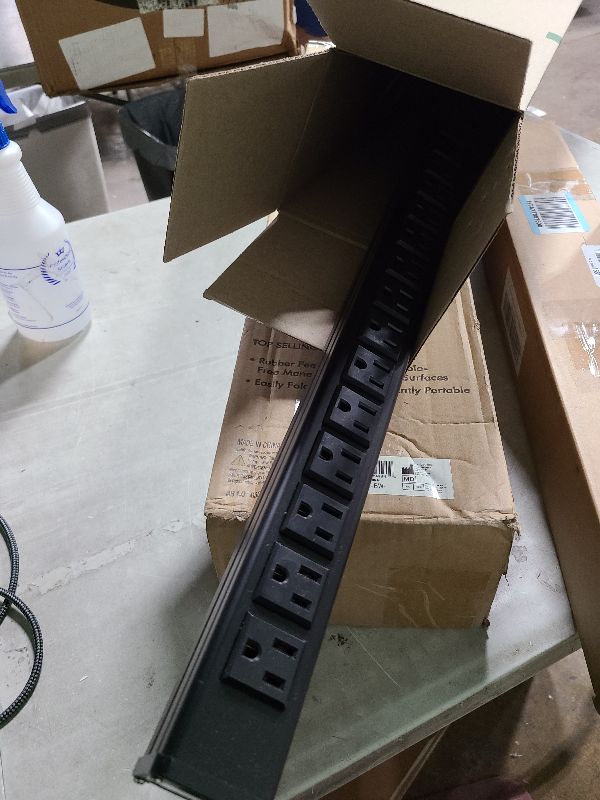 Photo 1 of 24 Outlet Long Power Strip, Heavy Duty Metal Power Strip with 10 ft Long Extension Power Cord for Cabinet, Industrial, Commercial Home Wall Mount Power Strip,ETL listed (Black)