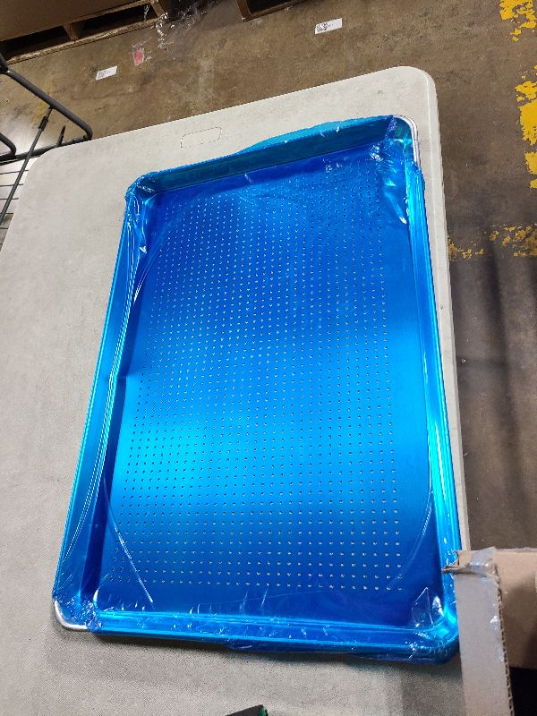 Photo 1 of Chef Approved 26" Wide Aluminum Sheet Pan | Professional Full Size Perforated Baking Bread Bun with Rectangular Shape for Restaurant Kitchen Cafe Pantry | Closed Bead, 26"W x 18"D x 1.13"H, 18-Gauge