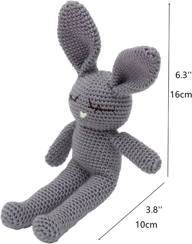 Photo 1 of Moni's Choice Easter Baby Stuffed Animal Bunny Rabbit Handmade Plush Easter Stuffed Animal Knitted Doll Baby Sleep Toy Newborn Gift Handmade(Grey)