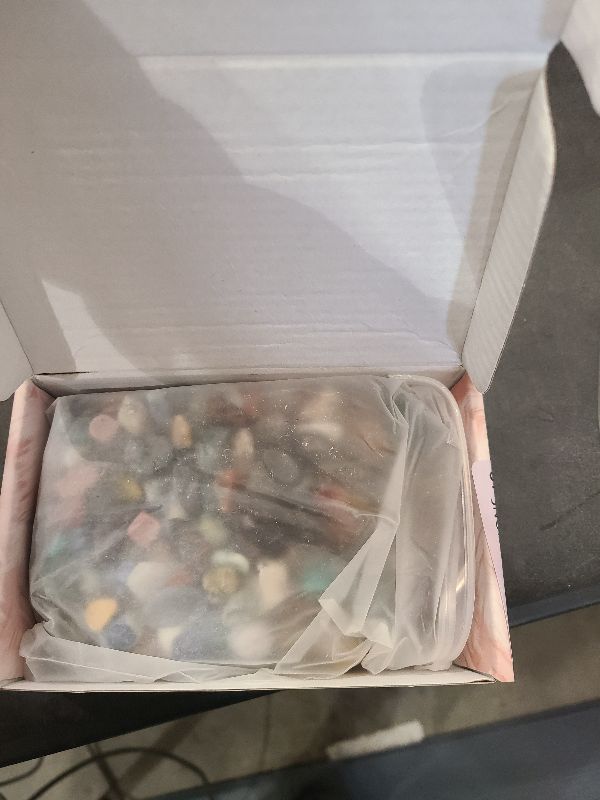 Photo 1 of 400Pcs+ (1.5lb) Gemstones and Crystals Set,30Kinds+ Bulk Tumbled Chps Crystals for Jewelry Making,Chakra Balancing,Crushed Stones Rocks and Minerals Science Kit (1.5, Pounds)