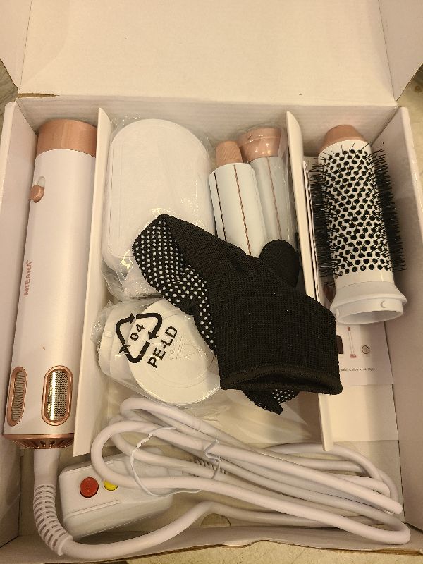 Photo 1 of 5 in 1 Hot Air Styler, Hair Dryer Brush, Negative Ionic High-Speed Hair Styler, Hot Air Brush for Volumizing, Drying and Rotating (White&Pink)