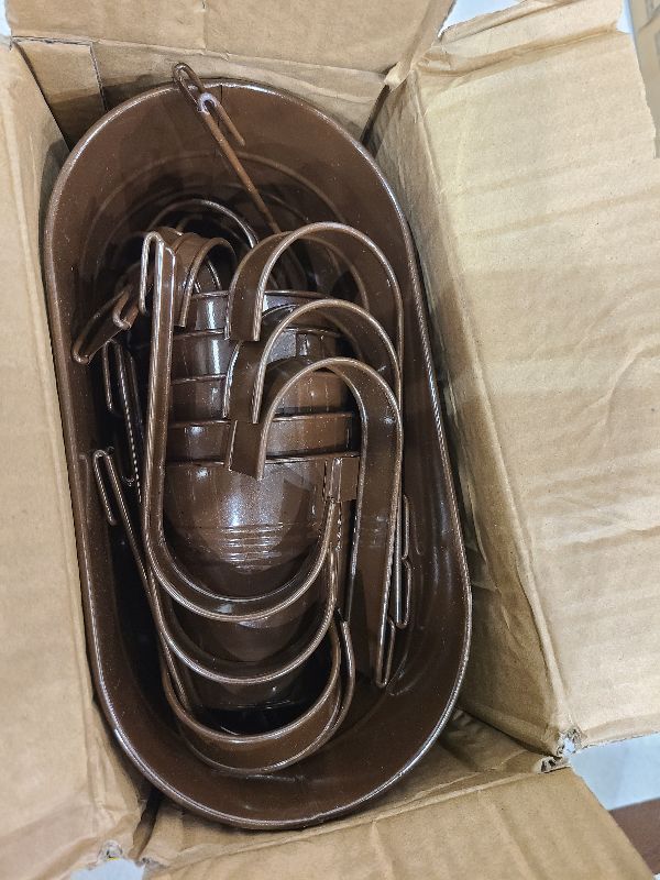 Photo 1 of 5pcs 5.5"x10.6" Metal Iron Hanging Flower Pots and 5pcs 3.8" Hanging Flower Pots Metal Iron Bucket Planter(Bronze)