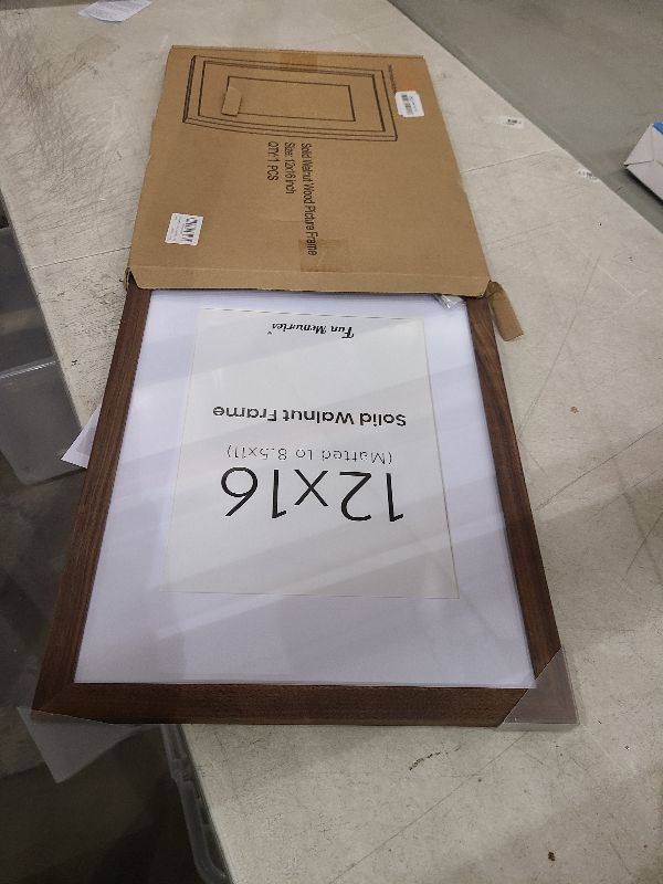 Photo 1 of 12x16 Picture Frame for Wall, Natural Walnut Wood Frame 12 x 16, Tempered Glass, 12x16 Picture Frame Matted to 8.5x11, Minimalist 12"x16" Poster Frame, 12x16 Art Frame, 1 Pack