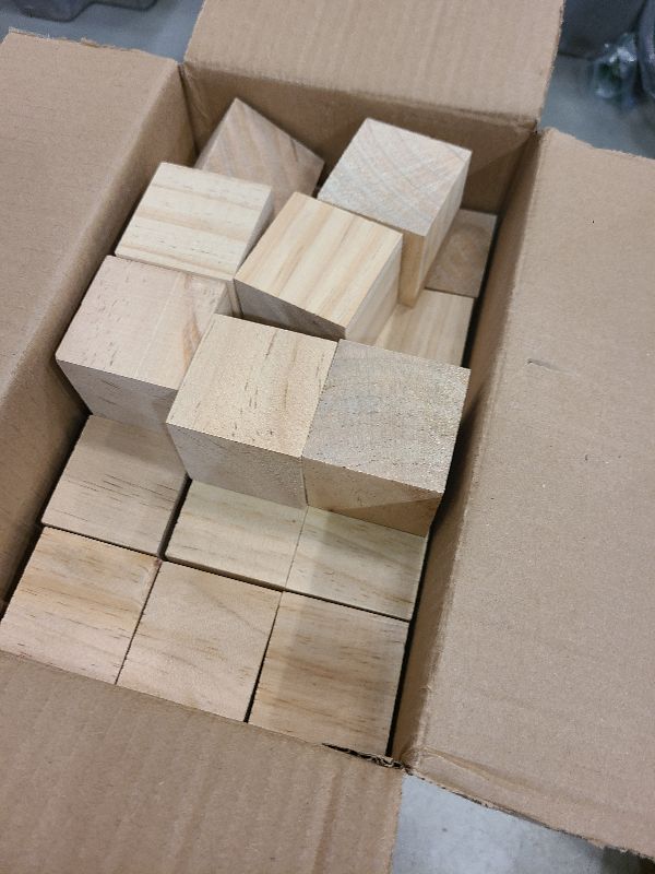Photo 1 of 50 Packs Wooden Blocks for Crafts, 2 Inch Pine Wood Cubes, Wooden Cubes for Paint, Stamp, Decorate, DIY Projects and Personalized Gifts,by GNIEMCKIN.