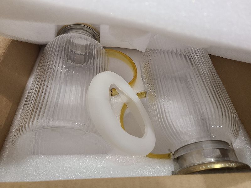 Photo 1 of 2 PACK Glass Pitcher with Lid, 67 oz/ 1.9 Liter Classic Vertical Stripes Water Pitcher, Anti-Slip and Easy to Clean, Water Jug for Cold Brew, Fridge, Iced Tea, Coffee, Beverage, Juice, Clear