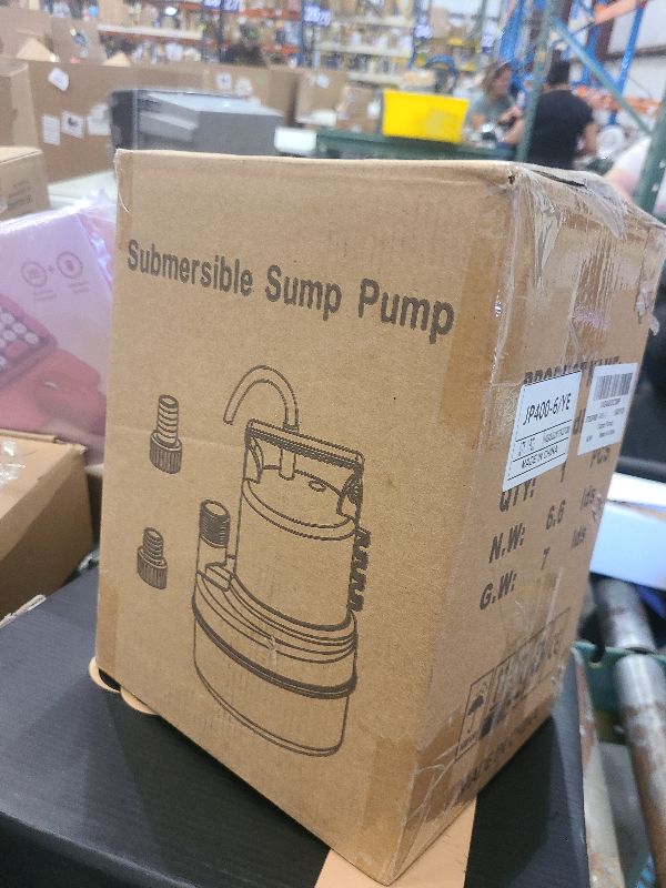Photo 1 of 1/2 HP Submersible Water Pump 2900 GPH Portable Sump Pump For Pool, Basements, Puddles, Ponds With 16.4 Ft Power Cord and Hose Adapters, Yellow