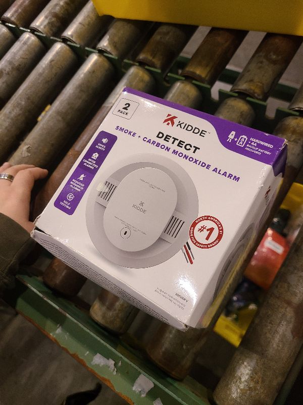 Photo 1 of Kidde Hardwired Smoke & Carbon Monoxide Detector, AA Battery Backup, Voice Alerts, Interconnectable, LED Warning Light Indicators, 2 Pack