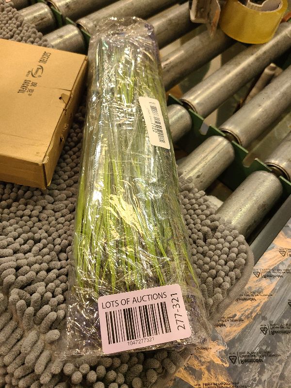 Photo 1 of 12 Bundles Artificial Plants Outdoor Fake Monkey Grass with Flowers for Pot UV Resistant Plant Decor for Window Garden Patio Hanging Planter Pathway Front Porch (Grass with Flowers)