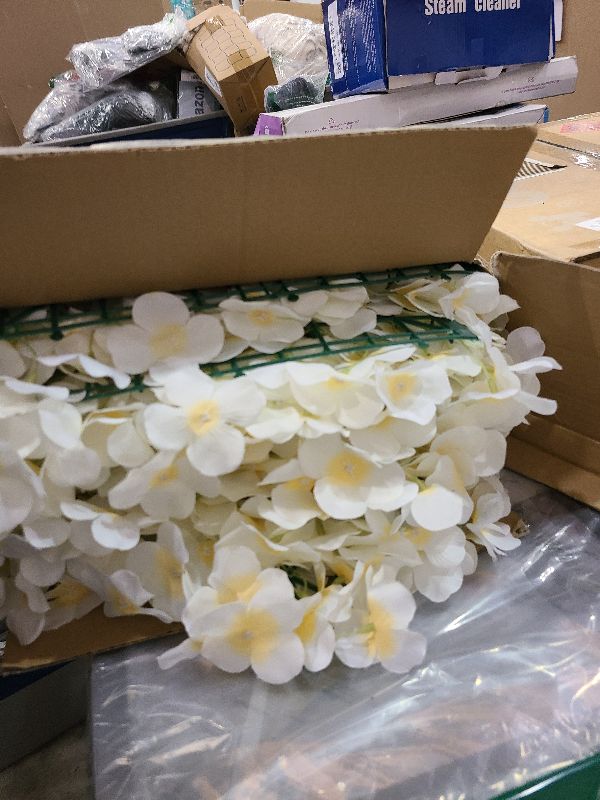 Photo 1 of 12pcs Flower Wall Panel Backdrop 3.5x4.6ft 3D Artificial Flower Wall Hydrangea Flower Backdrop Floral Background for Wedding Party Birthday Home Photo Decor
