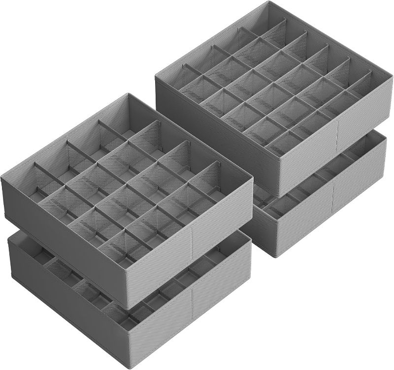 Photo 1 of **MISSING ONE**
SONGMICS Set of 4 Drawer Organizers, Closet Organizers for Underwear, 80 Cells, Foldable Sock Holders, 11.8 x 11.8 x 3.9 Inches, for Storing Socks, Ties, Belts, Dove Gray URUS011G01 