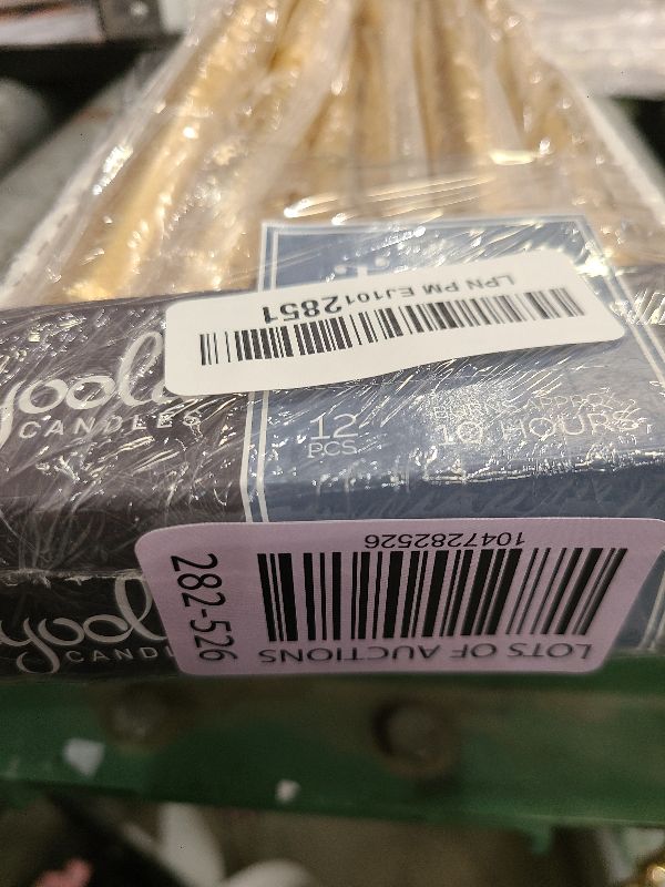 Photo 1 of 12 Pack Tall Taper Candles - 12 Inch Metallic Gold Dripless, Unscented Dinner Candle - Paraffin Wax with Cotton Wicks - 10 Hour Burn Time