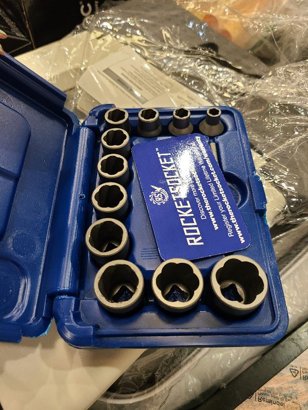 Photo 1 of 13 Piece Bolt Extractor Set | Made in USA Turbo Sockets for Stripped, Rounded, Frozen Bolts & Nuts | ?” Drive Impact Grade Lug Nut & Bolt Remover Kit | Nut Extractor Socket Set