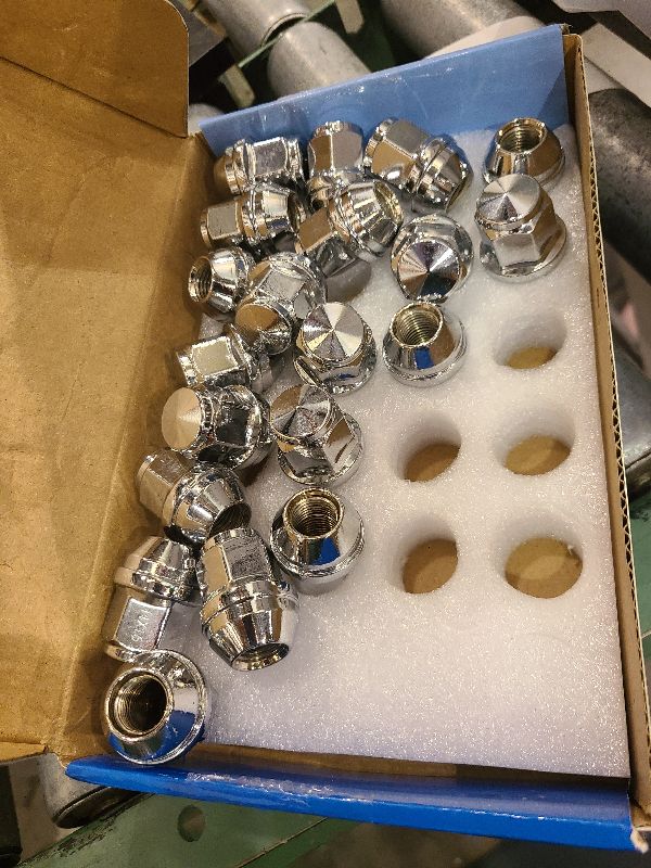 Photo 1 of 20 Pcs 14x1.5 One-Piece Chrome OEM Factory Style Lug Nuts for Stock Wheels, Replacement for 2015/2016/2017/2018/2019/2020 Mustang Edge MKX MKZ Aviator