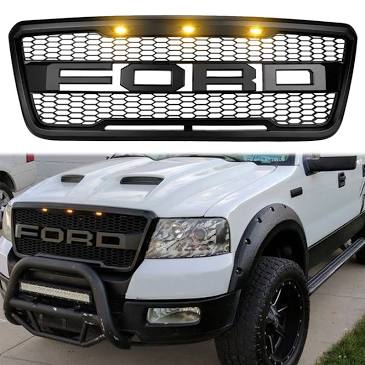 Photo 1 of 
For Ford F150 2004-2008 Grill Raptor Style Front Grille with LED Light & Letter Matte Black 