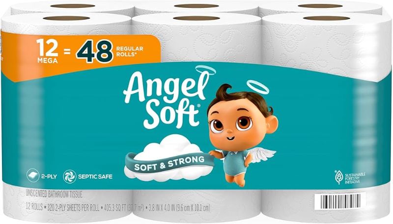 Photo 1 of Angel Soft Toilet Paper, 48 Mega Rolls = 192 Regular Rolls, Soft and Strong Toilet Tissue