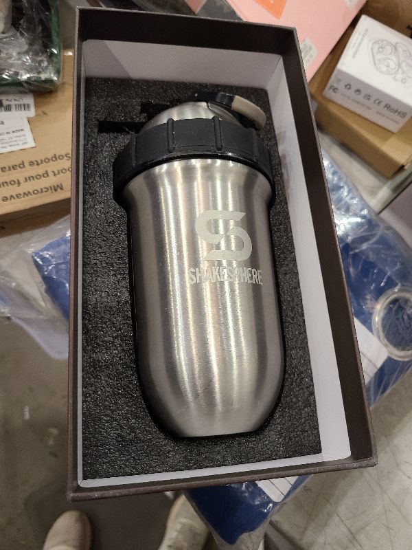 Photo 1 of SHAKESPHERE Tumbler STEEL: Insulated Protein Shaker Bottle Keeps Hot Drinks HOT & Cold Drinks COLD, 24 oz (Mate Black) (Steel - Original)