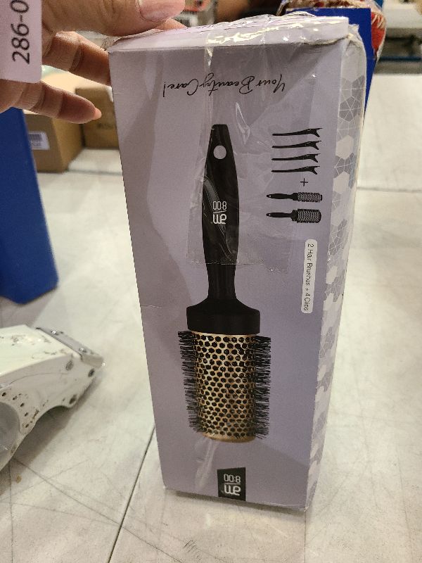Photo 1 of AM 8:00 Round Brush for Blow Drying,Ceramic Ionic Thermal Barrel & Antistatic Bristles, Salon Blowout Hair Styling for Wet or Dry (Includes 4 Clips)
